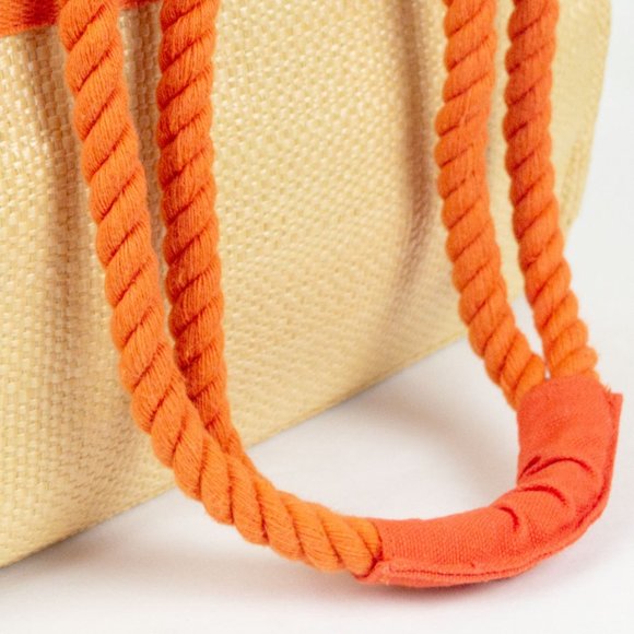 Escada Vintage Orange Raffia Tote 80s - Picture 3 of 10